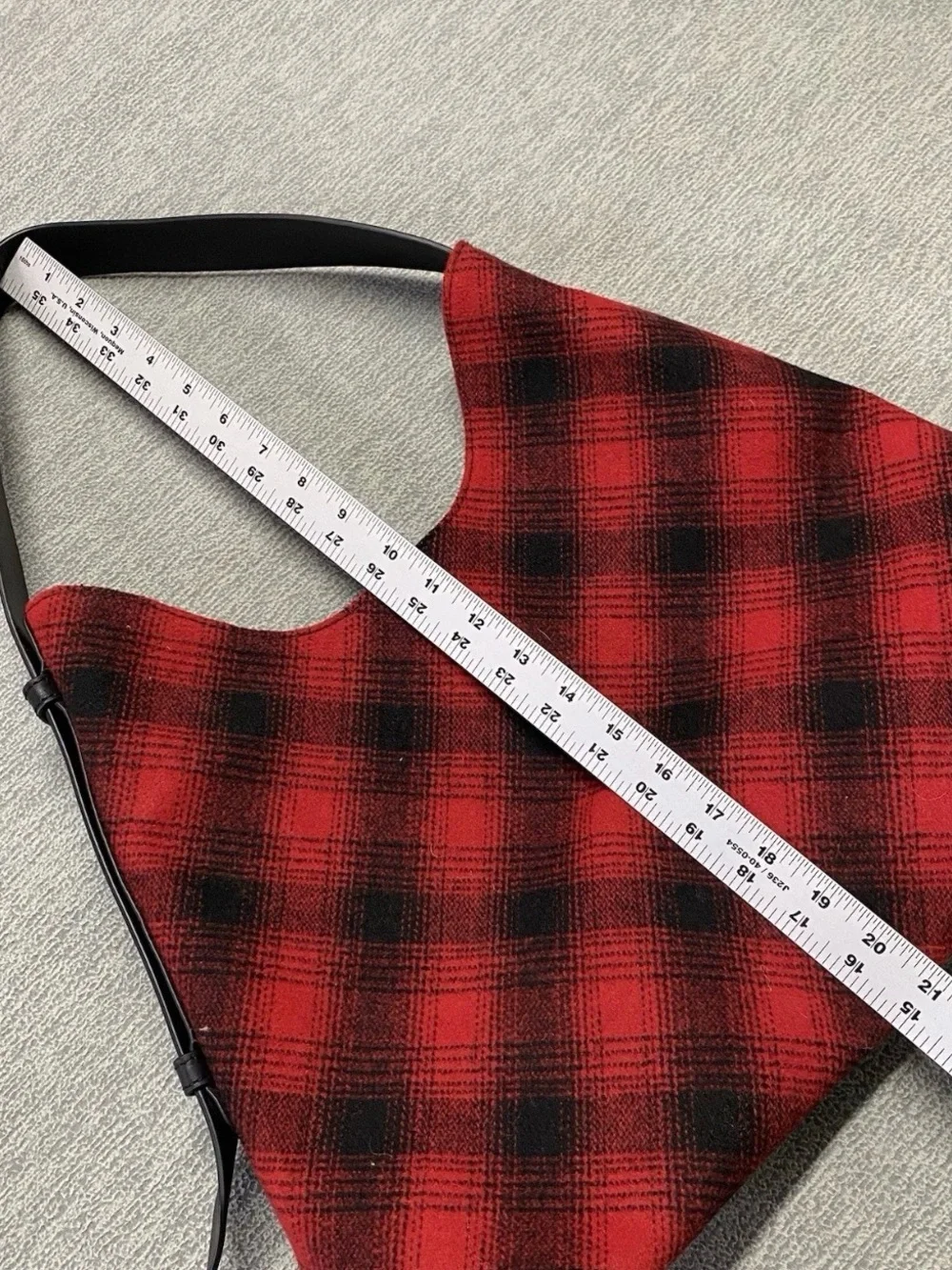 Large J Jill Wool Red and Black Plaid Hobo Bag with Leather Strap NWT